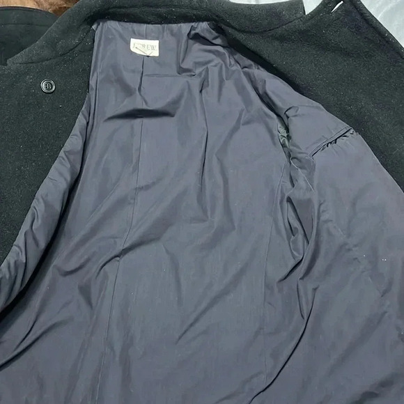 J Crew Wool Pea Coat Double Breasted Black Classic Military - Picture 10 of 13